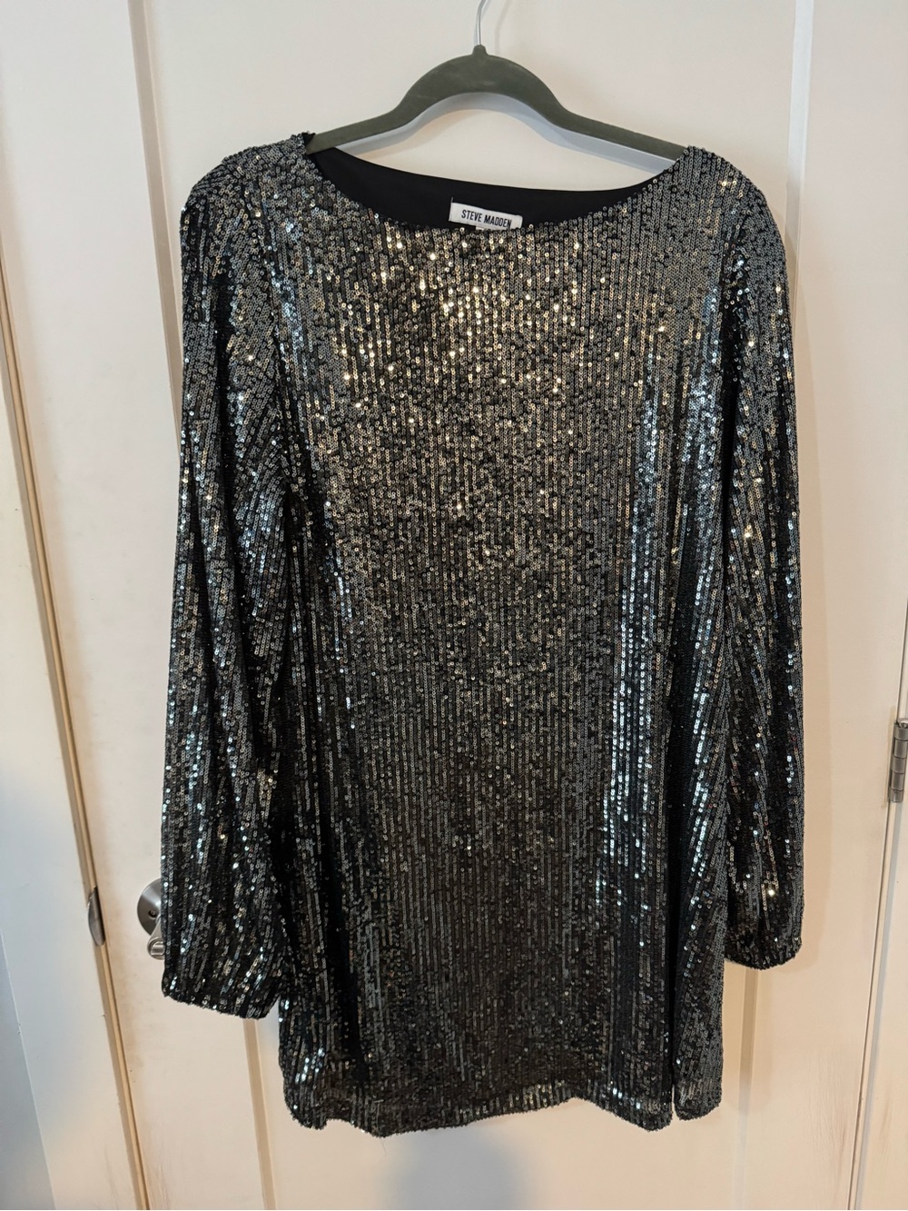 Steve Madden Black Sequin Dress Top